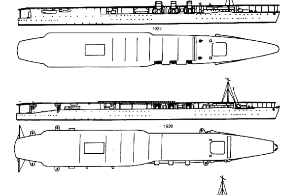Корабль IJN Hosho [Aircraft Carrier] - чертежи, габариты, рисунки